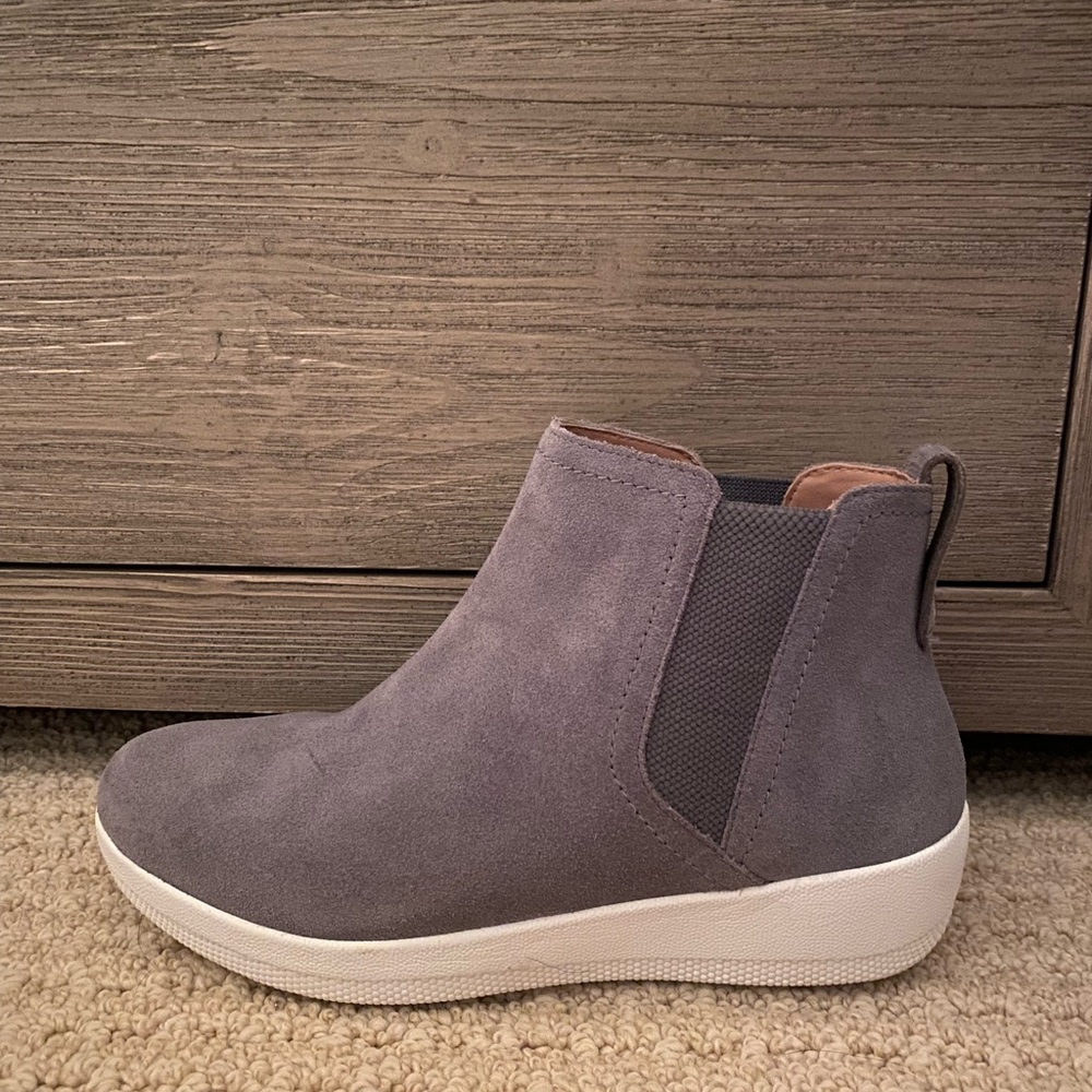 Fitflop Gray Suede Ankle Boots with White Sole